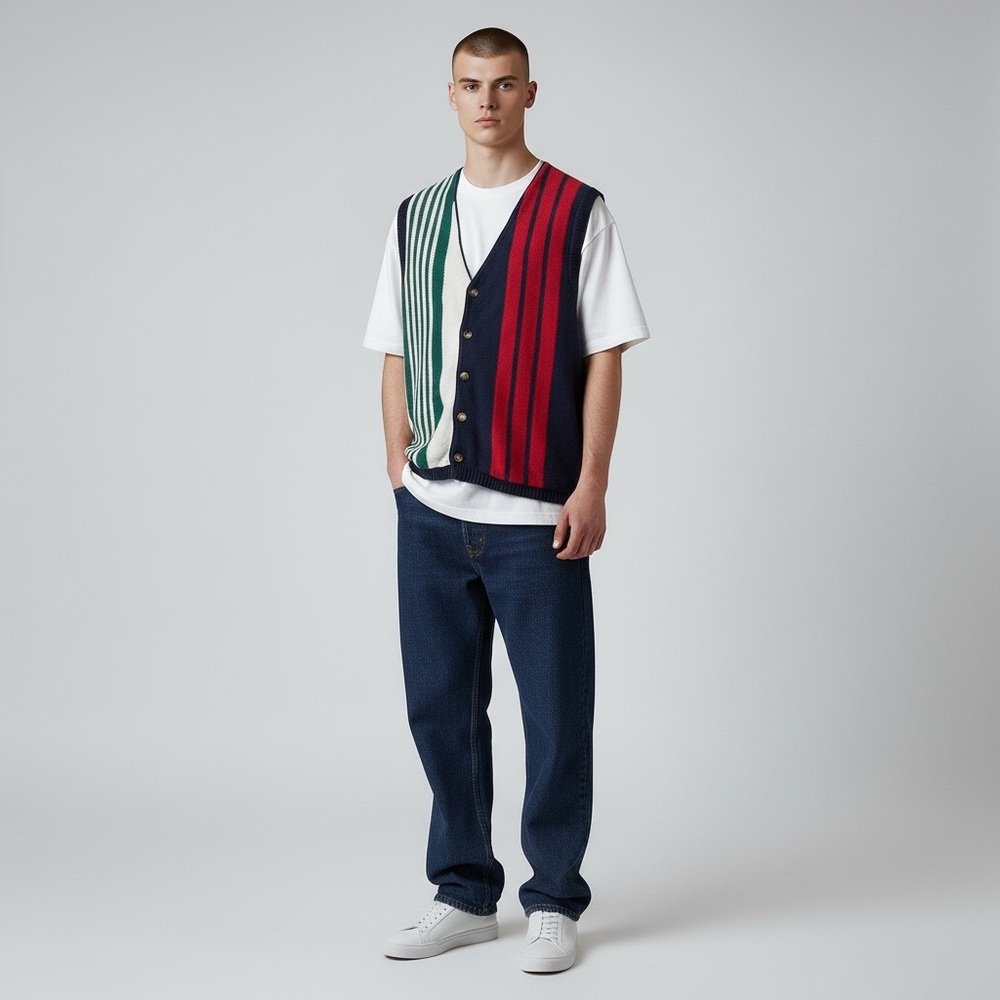 Vintage American Eagle Outfitters Knit Sweater Vest Colorblock XL‎